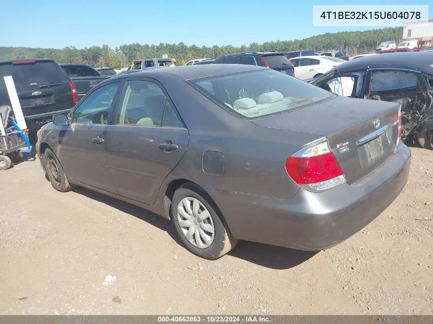 2005 Toyota Camry Le VIN: 4T1BE32K15U604078 Lot: 40663863