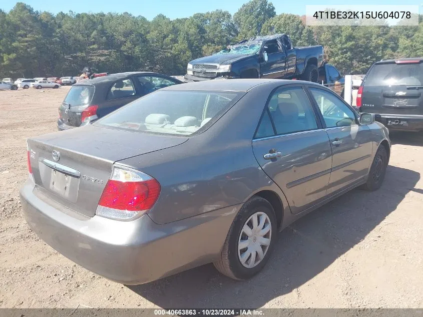 2005 Toyota Camry Le VIN: 4T1BE32K15U604078 Lot: 40663863