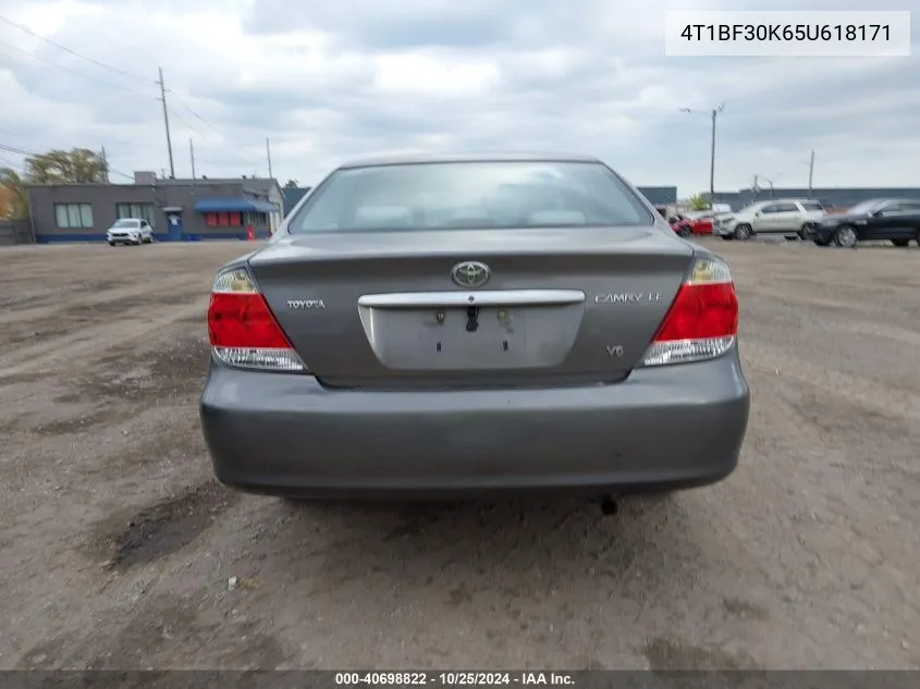 2005 Toyota Camry Le V6 VIN: 4T1BF30K65U618171 Lot: 40698822