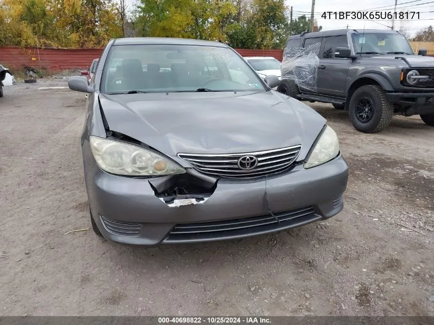 2005 Toyota Camry Le V6 VIN: 4T1BF30K65U618171 Lot: 40698822