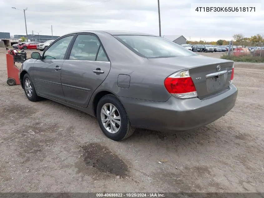 2005 Toyota Camry Le V6 VIN: 4T1BF30K65U618171 Lot: 40698822