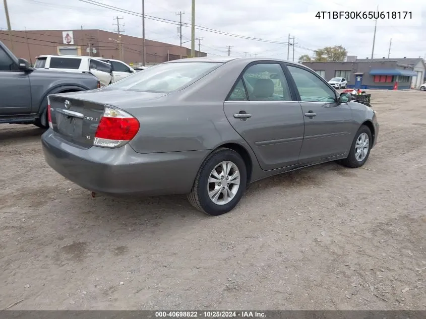 2005 Toyota Camry Le V6 VIN: 4T1BF30K65U618171 Lot: 40698822