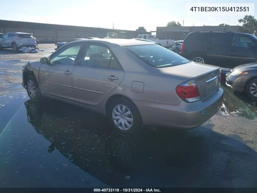 2005 Toyota Camry Le VIN: 4T1BE30K15U412551 Lot: 40733118