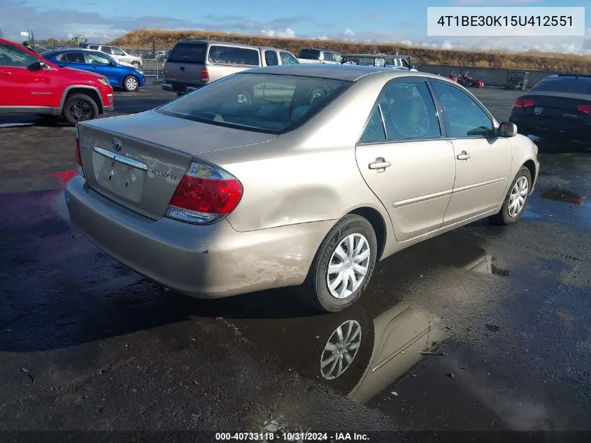 2005 Toyota Camry Le VIN: 4T1BE30K15U412551 Lot: 40733118