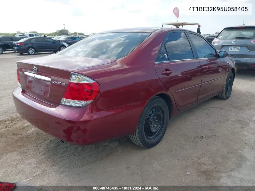 2005 Toyota Camry Xle VIN: 4T1BE32K95U058405 Lot: 40745435