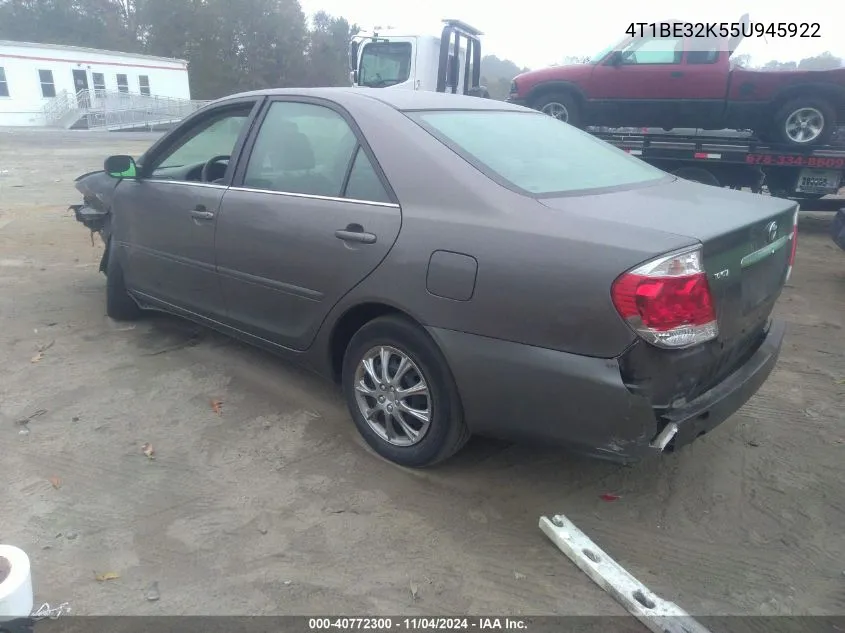 2005 Toyota Camry Std VIN: 4T1BE32K55U945922 Lot: 40772300