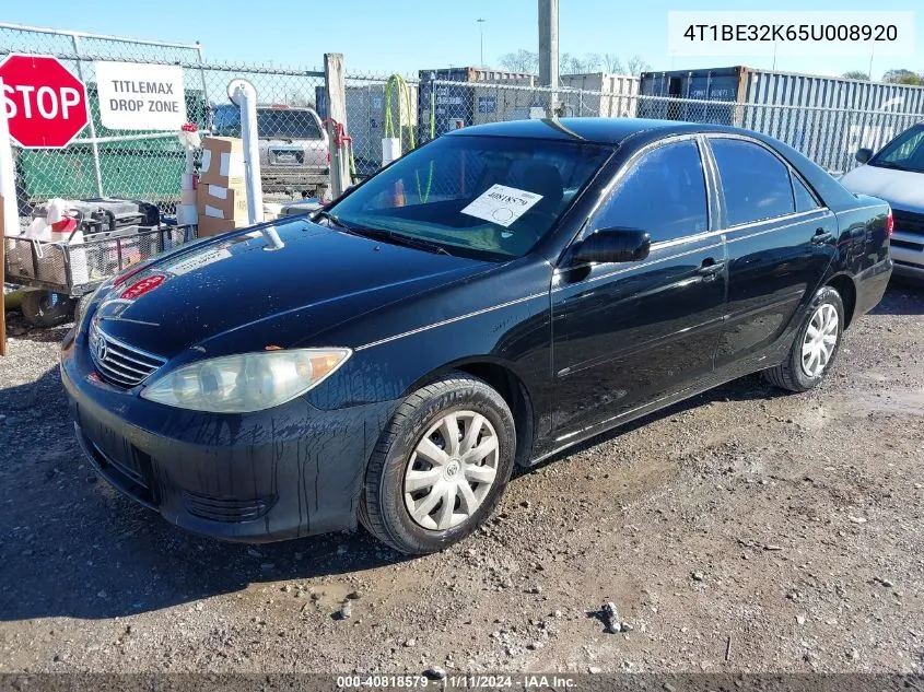 2005 Toyota Camry Le VIN: 4T1BE32K65U008920 Lot: 40818579