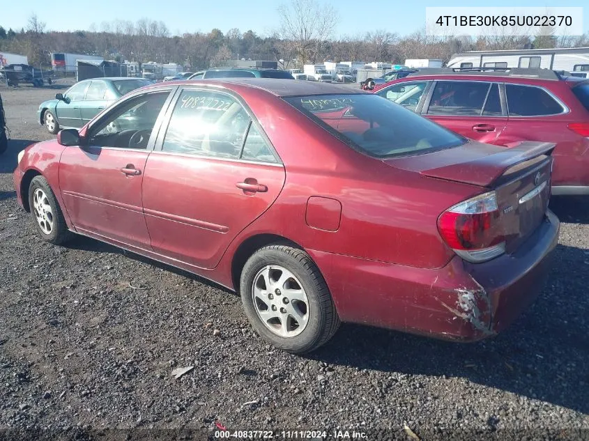 2005 Toyota Camry Le VIN: 4T1BE30K85U022370 Lot: 40837722