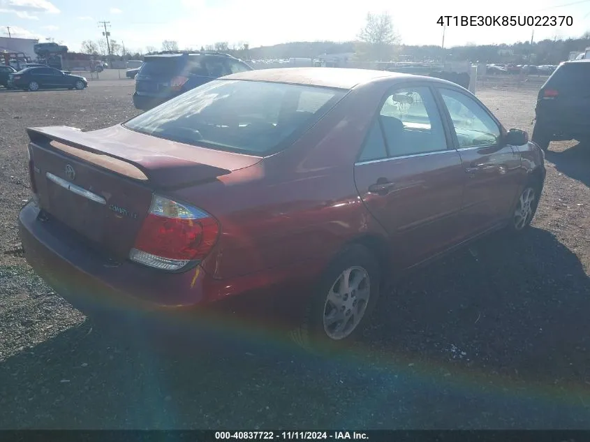 2005 Toyota Camry Le VIN: 4T1BE30K85U022370 Lot: 40837722