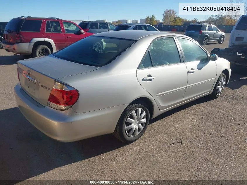 2005 Toyota Camry Le VIN: 4T1BE32K05U418404 Lot: 40838056