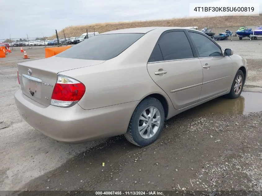 2005 Toyota Camry Le V6 VIN: 4T1BF30K85U600819 Lot: 40867455