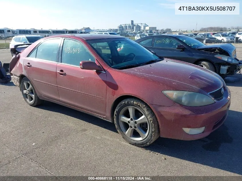 2005 Toyota Camry Se V6 VIN: 4T1BA30KX5U508707 Lot: 40868118