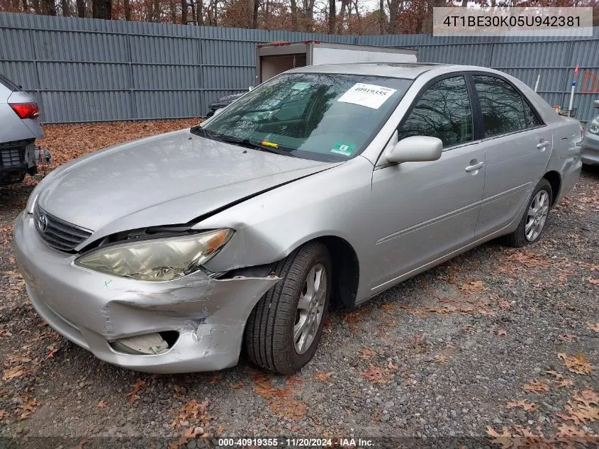 2005 Toyota Camry Xle VIN: 4T1BE30K05U942381 Lot: 40919355