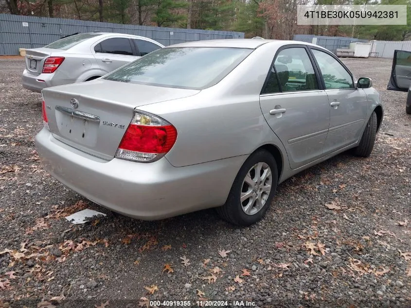 2005 Toyota Camry Xle VIN: 4T1BE30K05U942381 Lot: 40919355