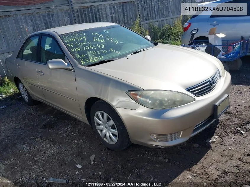 2006 Toyota Camry Le/Xle/Se VIN: 4T1BE32KX6U704598 Lot: 12111909