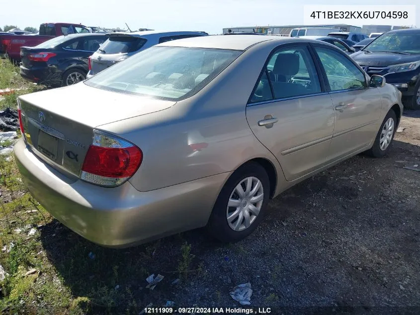 2006 Toyota Camry Le/Xle/Se VIN: 4T1BE32KX6U704598 Lot: 12111909