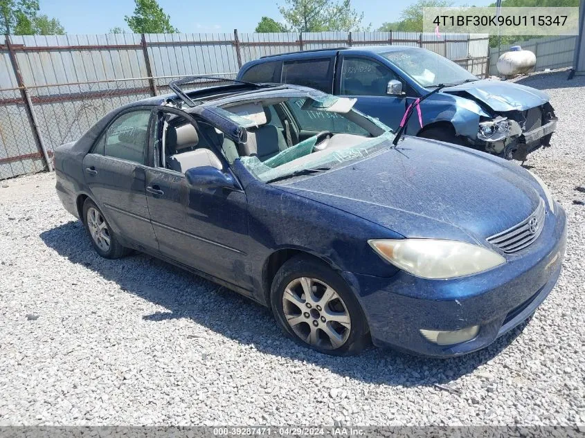 2006 Toyota Camry Xle V6 VIN: 4T1BF30K96U115347 Lot: 39287471