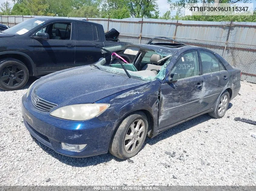 2006 Toyota Camry Xle V6 VIN: 4T1BF30K96U115347 Lot: 39287471