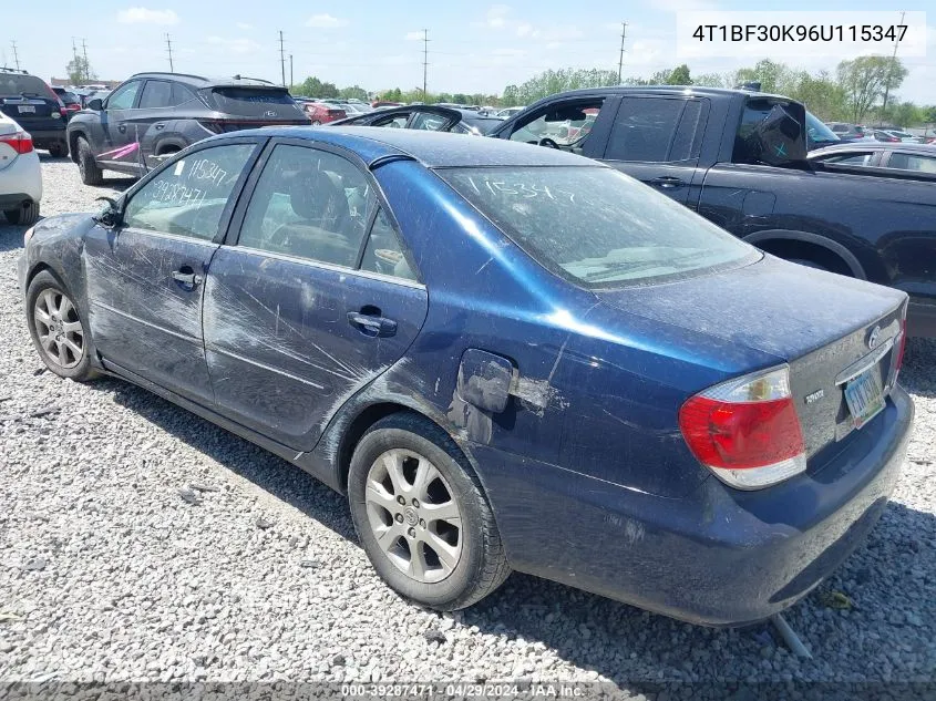 2006 Toyota Camry Xle V6 VIN: 4T1BF30K96U115347 Lot: 39287471