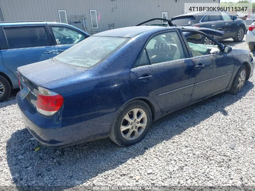 2006 Toyota Camry Xle V6 VIN: 4T1BF30K96U115347 Lot: 39287471