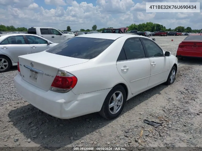 2006 Toyota Camry Le/Xle/Se VIN: 4T1BE32K76U690434 Lot: 39330855