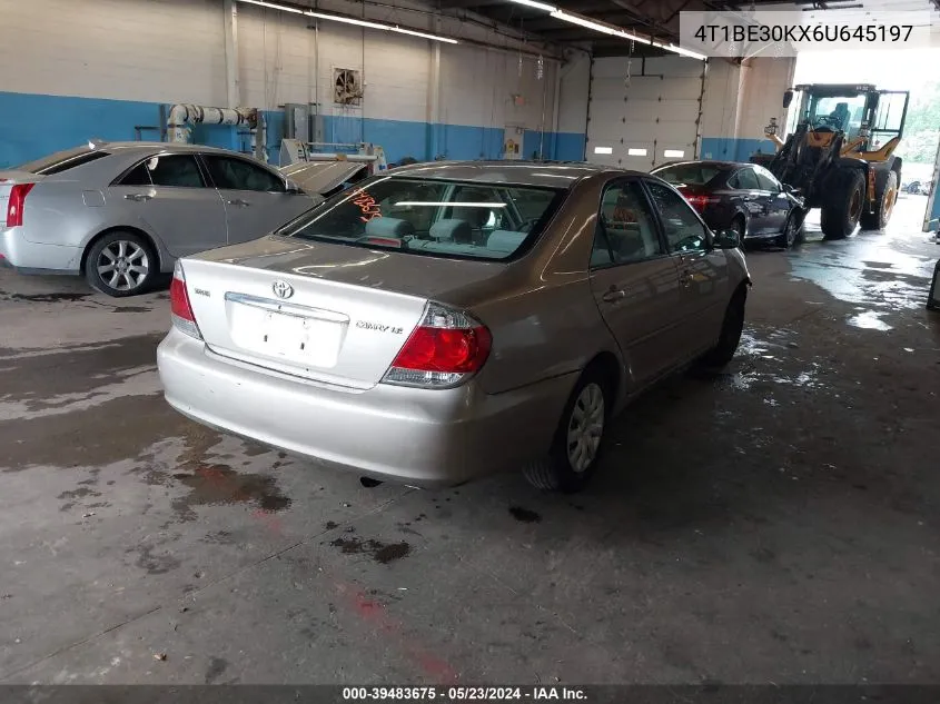 2006 Toyota Camry Le VIN: 4T1BE30KX6U645197 Lot: 39483675