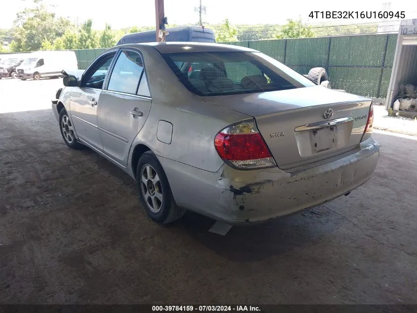 2006 Toyota Camry Le VIN: 4T1BE32K16U160945 Lot: 39784159