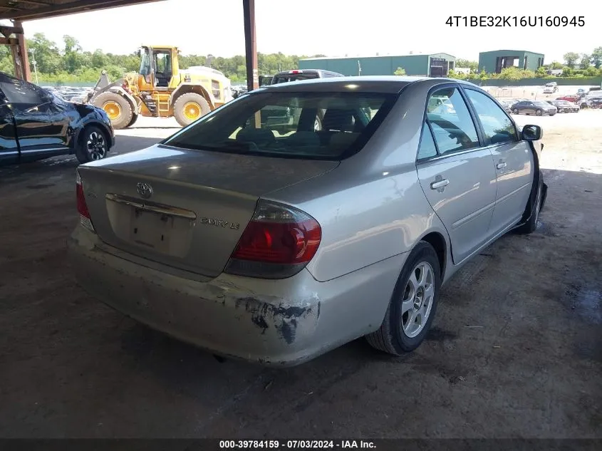 2006 Toyota Camry Le VIN: 4T1BE32K16U160945 Lot: 39784159