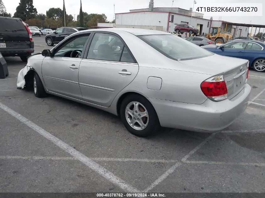 2006 Toyota Camry Le VIN: 4T1BE32K66U743270 Lot: 40378762