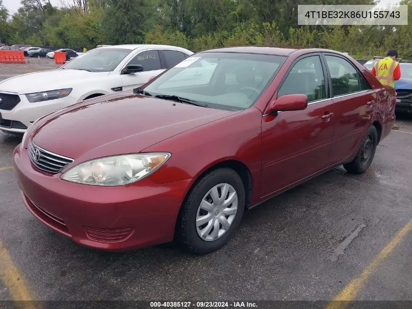 2006 Toyota Camry Le VIN: 4T1BE32K86U155743 Lot: 40385127