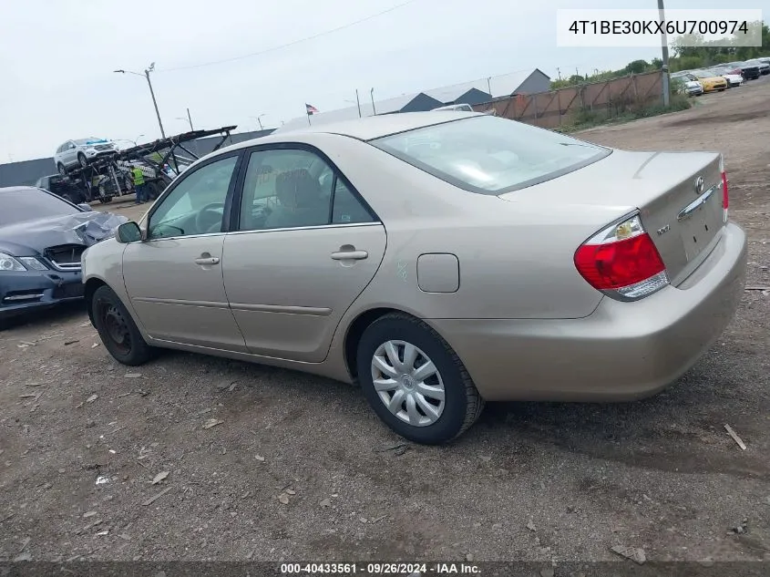 2006 Toyota Camry Le VIN: 4T1BE30KX6U700974 Lot: 40433561