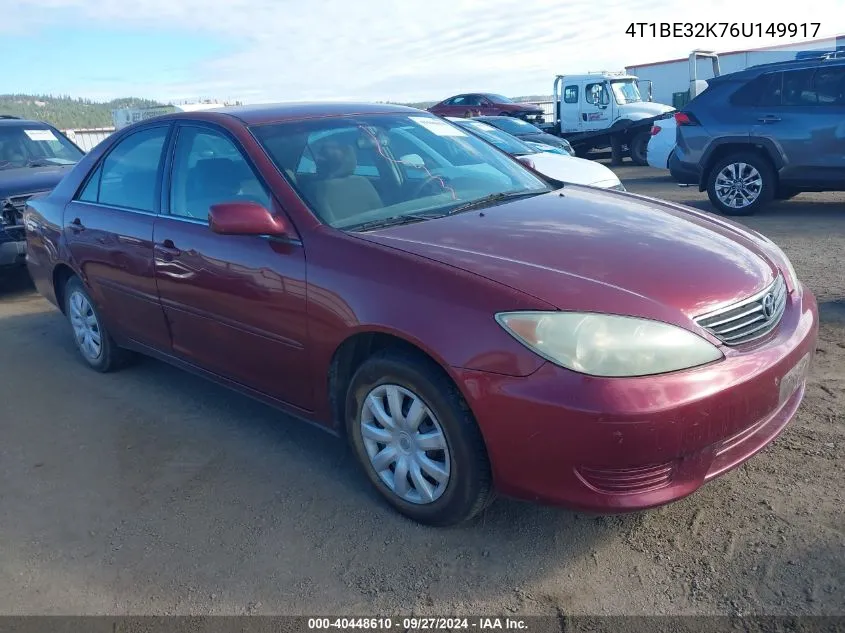 2006 Toyota Camry Le VIN: 4T1BE32K76U149917 Lot: 40448610