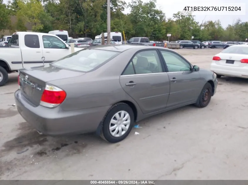 2006 Toyota Camry Le VIN: 4T1BE32K76U715204 Lot: 40458544