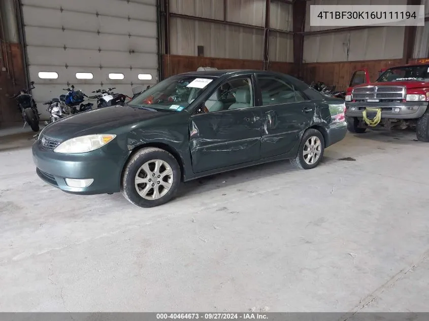 2006 Toyota Camry Xle V6 VIN: 4T1BF30K16U111194 Lot: 40464673