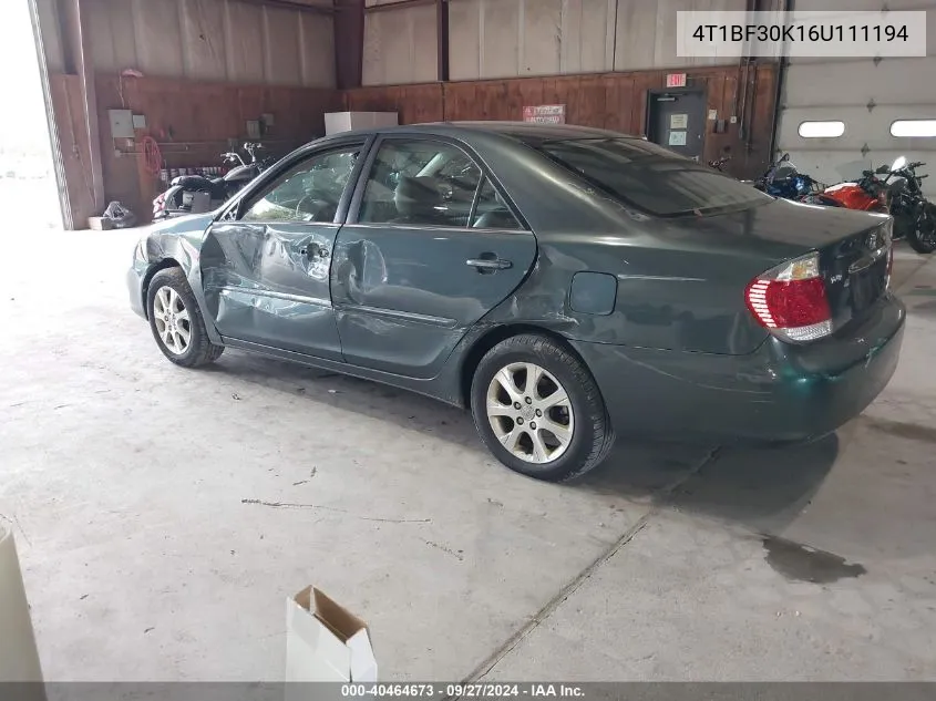 2006 Toyota Camry Xle V6 VIN: 4T1BF30K16U111194 Lot: 40464673