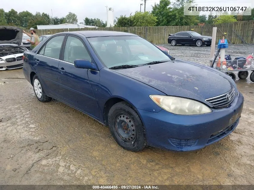 2006 Toyota Camry Le VIN: 4T1BE32K26U106747 Lot: 40466495