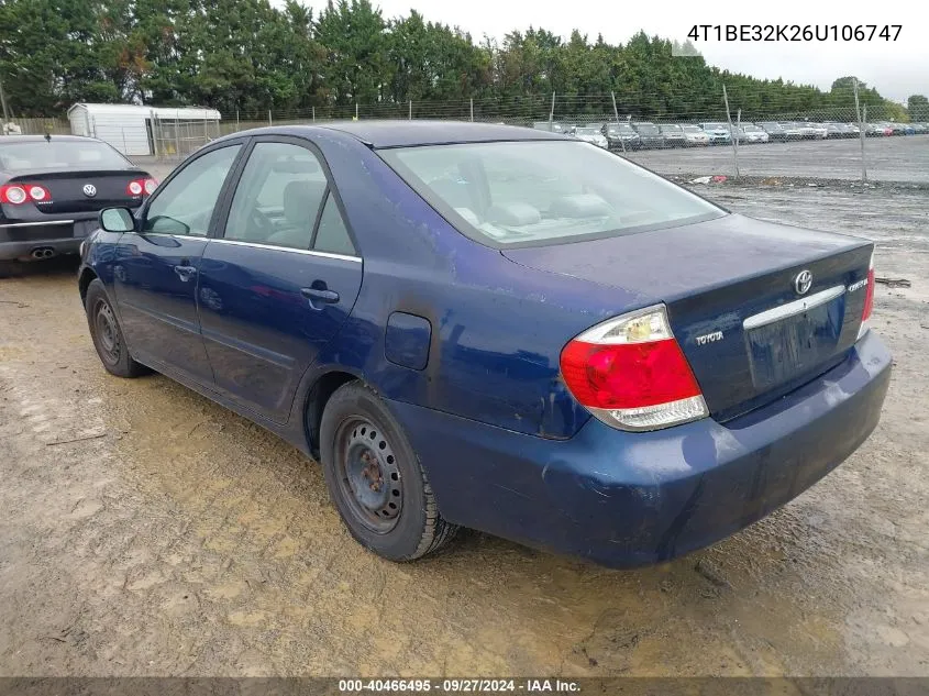 2006 Toyota Camry Le VIN: 4T1BE32K26U106747 Lot: 40466495