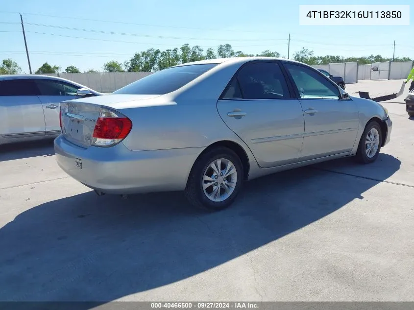 2006 Toyota Camry Le V6 VIN: 4T1BF32K16U113850 Lot: 40466500