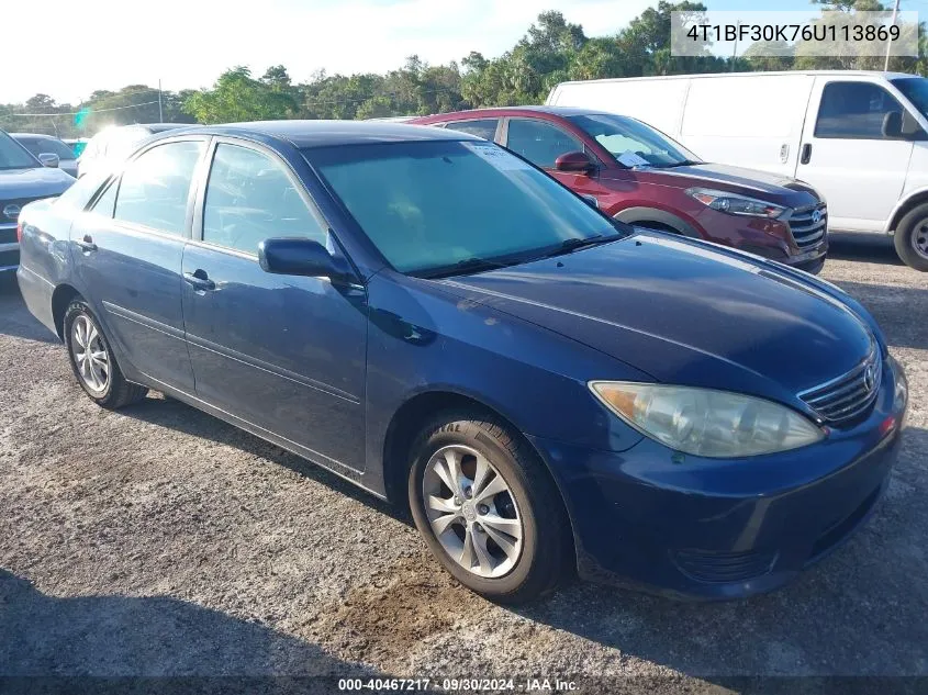 2006 Toyota Camry Le V6 VIN: 4T1BF30K76U113869 Lot: 40467217