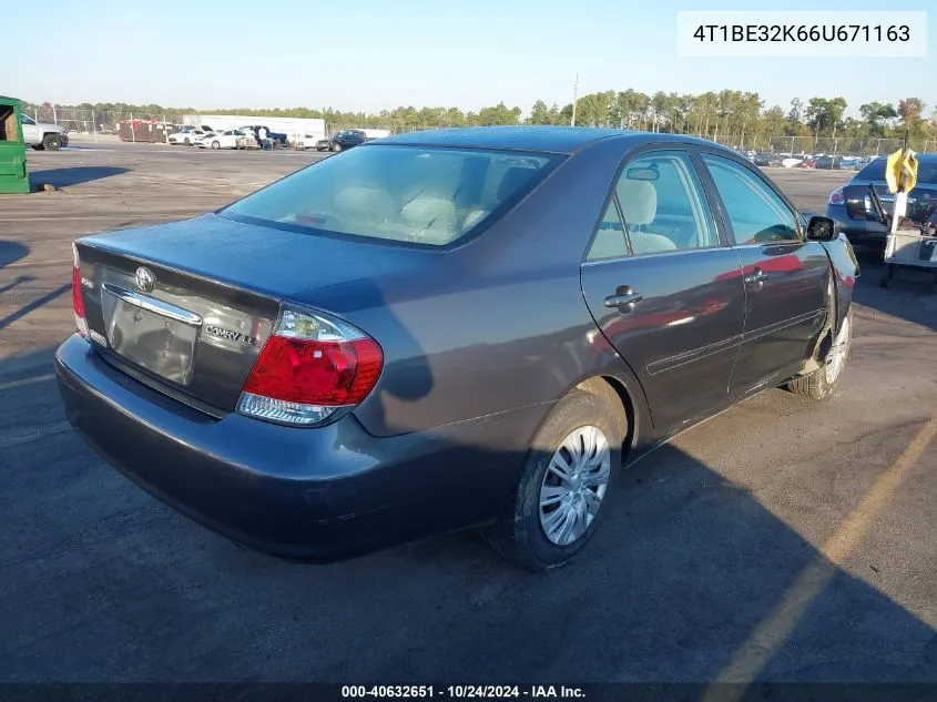 2006 Toyota Camry Le VIN: 4T1BE32K66U671163 Lot: 40632651