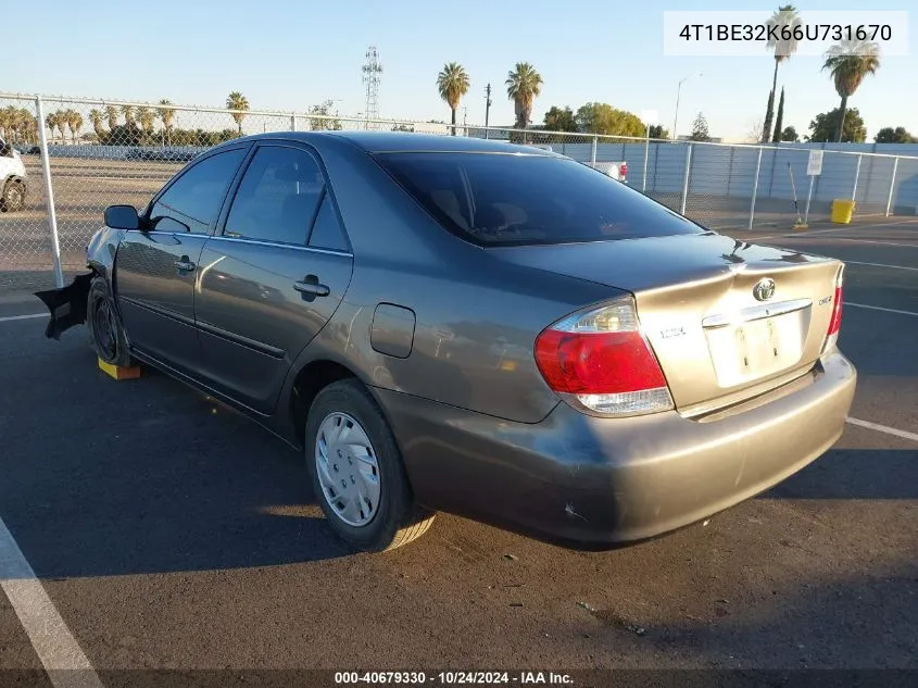 2006 Toyota Camry Std VIN: 4T1BE32K66U731670 Lot: 40679330