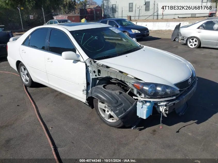 2006 Toyota Camry Se VIN: 4T1BE32K26U681768 Lot: 40744345