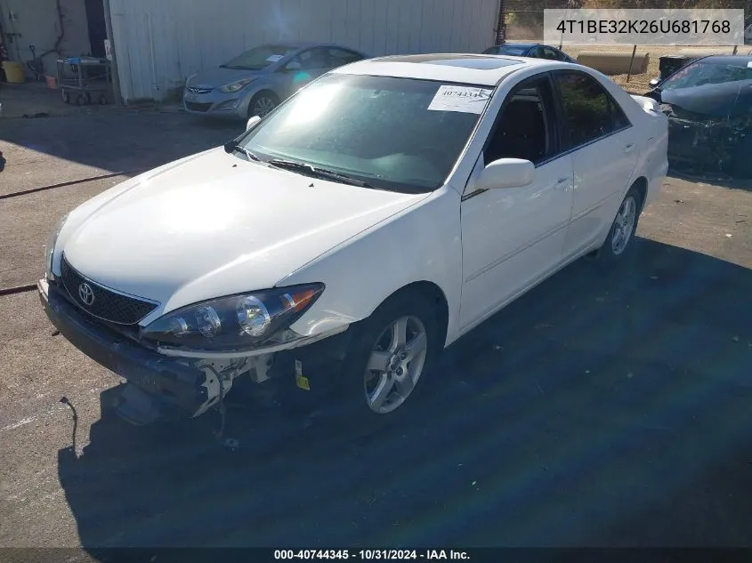 2006 Toyota Camry Se VIN: 4T1BE32K26U681768 Lot: 40744345