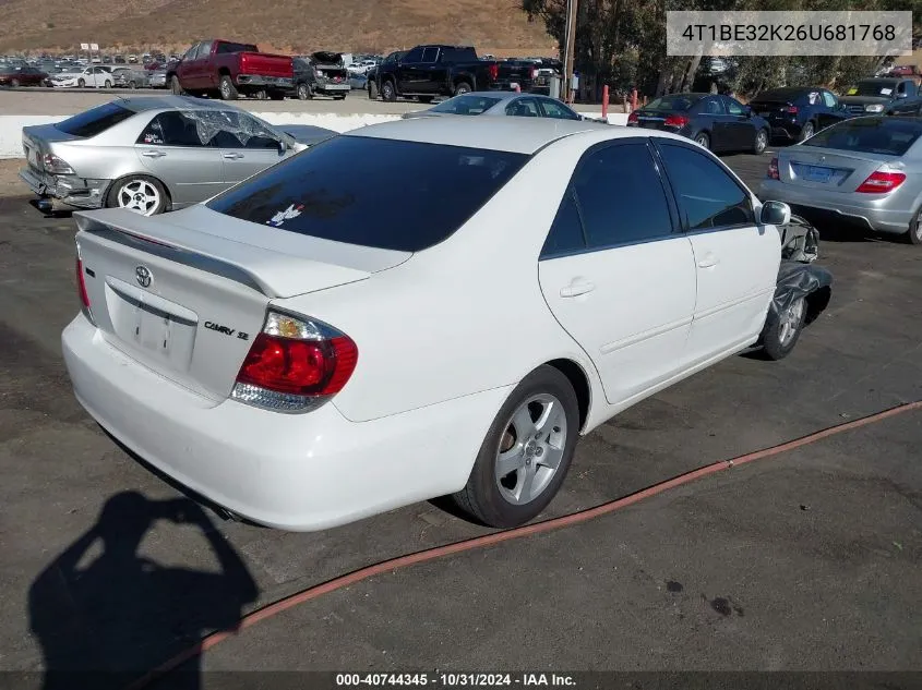 2006 Toyota Camry Se VIN: 4T1BE32K26U681768 Lot: 40744345