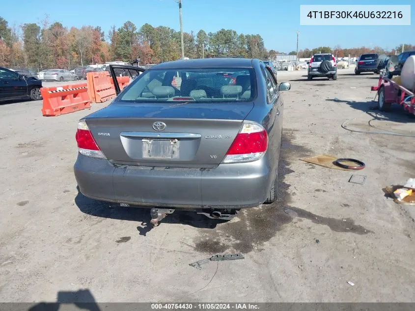 2006 Toyota Camry Xle V6 VIN: 4T1BF30K46U632216 Lot: 40754430