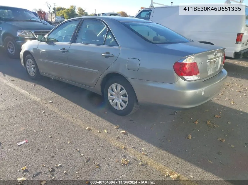 2006 Toyota Camry Le VIN: 4T1BE30K46U651335 Lot: 40754884