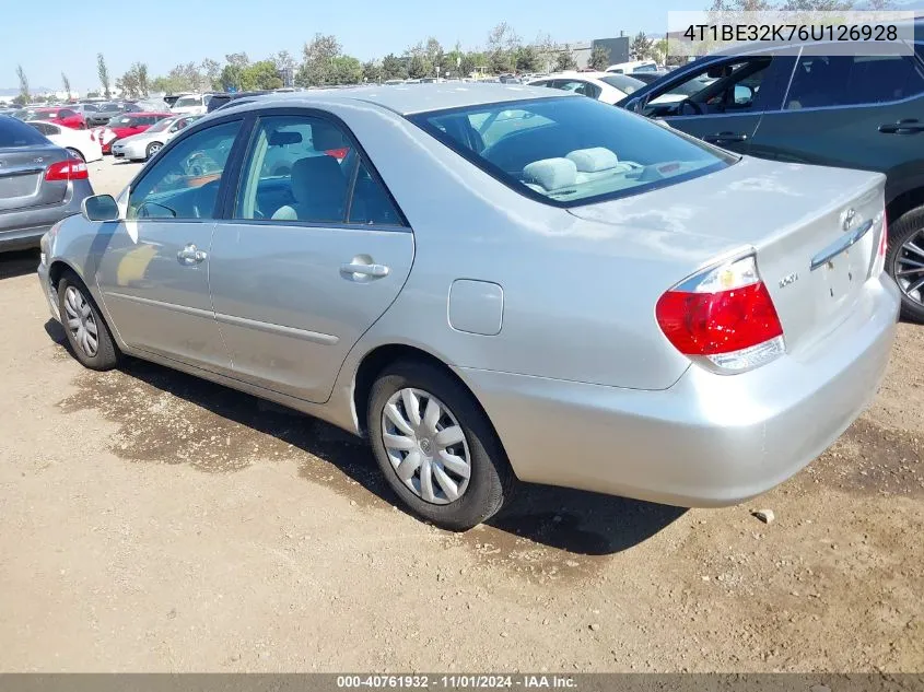 2006 Toyota Camry Le VIN: 4T1BE32K76U126928 Lot: 40761932