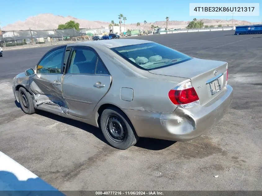 2006 Toyota Camry Le VIN: 4T1BE32K86U121317 Lot: 40777216