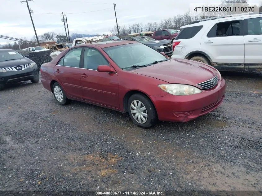 2006 Toyota Camry Le VIN: 4T1BE32K86U110270 Lot: 40839677