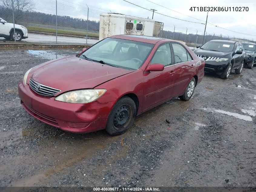 2006 Toyota Camry Le VIN: 4T1BE32K86U110270 Lot: 40839677